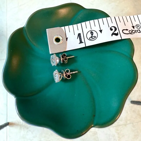 Blue Nile White Topaz Rope Stud Sterling Silver Earrings, NWOT - Picture 4 of 7